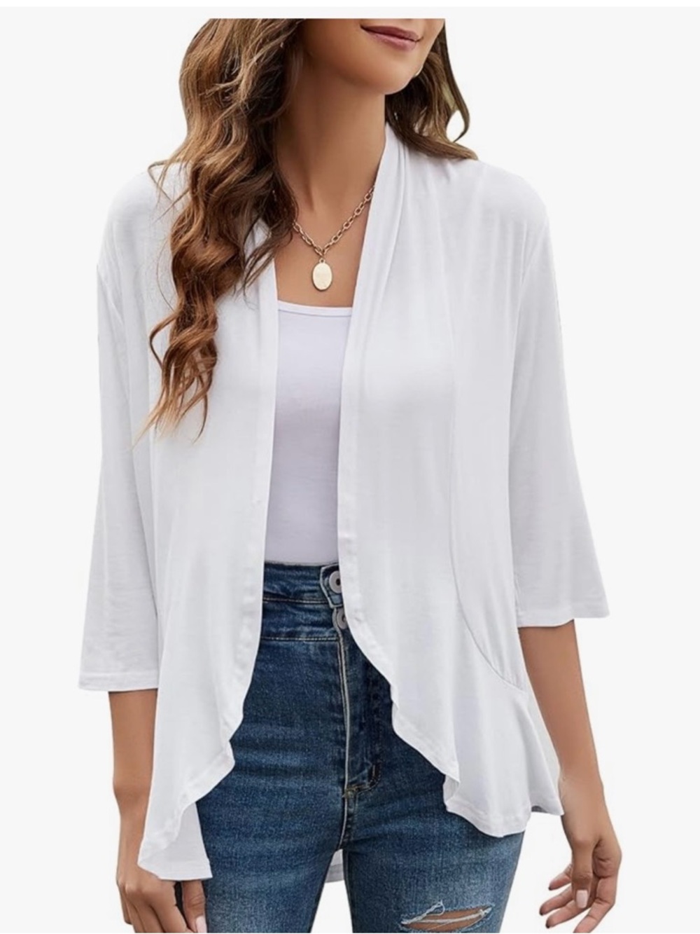 NWT Women's White Open-Front Lightweight Cardigan Sweater ~ Size 3X Grad, Shrug